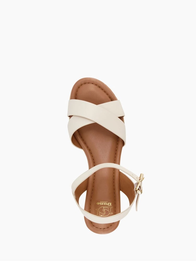 Dune London White Standard Fit Linnie Cross-Strap Flatform Sandals - Image 6 of 6