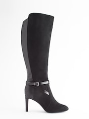 Zwart - Forever Comfort® - Kniehoge laarzen met gesp en hak - Image 2 of 6