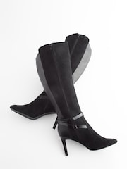 Zwart - Forever Comfort® - Kniehoge laarzen met gesp en hak - Image 4 of 6