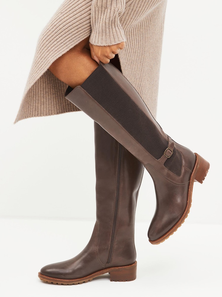 Schokoladenbraun - Forever Comfort® Kniehohe Chelsea-Stiefel - Bild 1 von 10