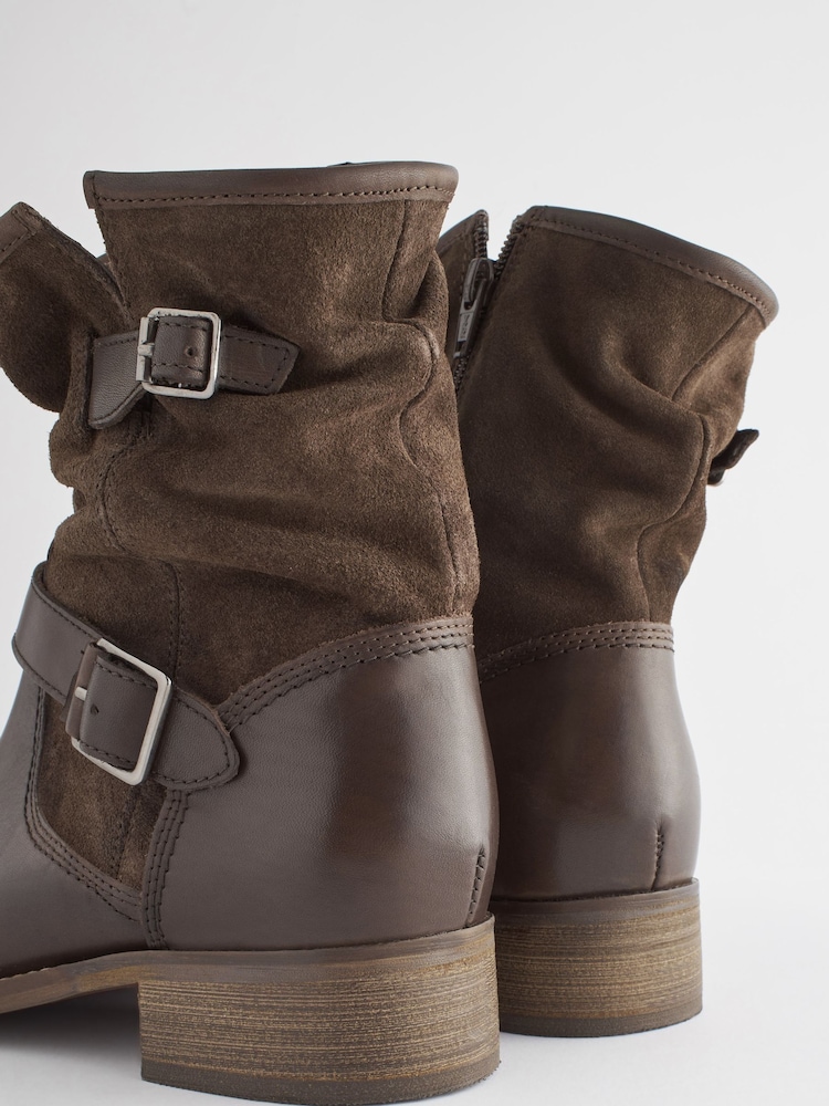 Brown Extra Wide Fit Forever Comfort® Leather Slouch Ankle Boots - Image 2 of 3