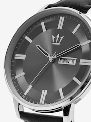 Black/Pewter Classic Signature Watch With Leather Strap - Image 4 of 4