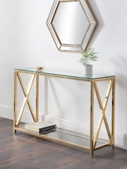 Julian Bowen Gold Miami Console Table - Image 1 of 5