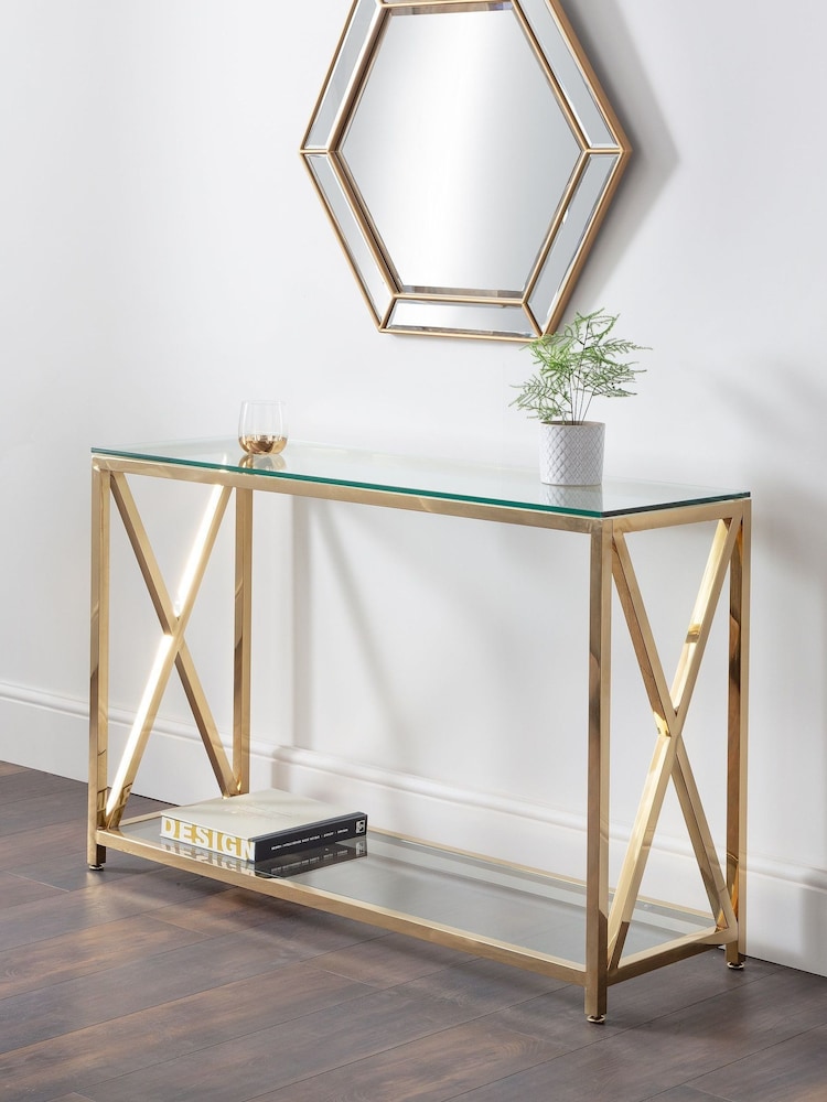 Julian Bowen Gold Miami Console Table - Image 1 of 5
