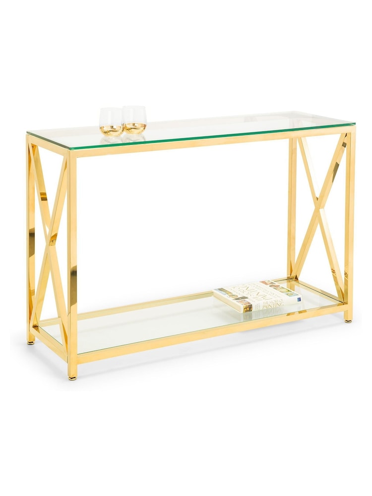 Julian Bowen Gold Miami Console Table - Image 2 of 5