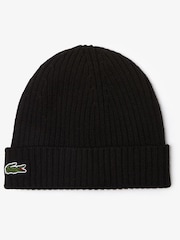 Lacoste Soft Wool Ribbed Beanie - Image 1 of 2