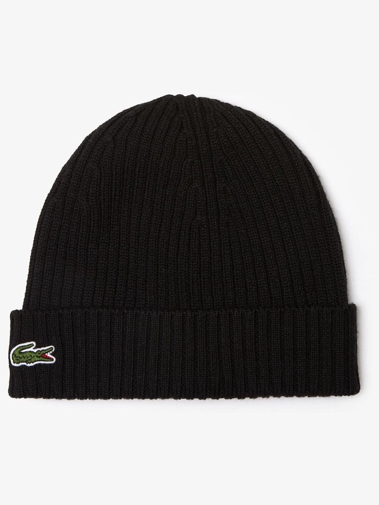 Lacoste Soft Wool Ribbed Beanie - Image 1 of 2