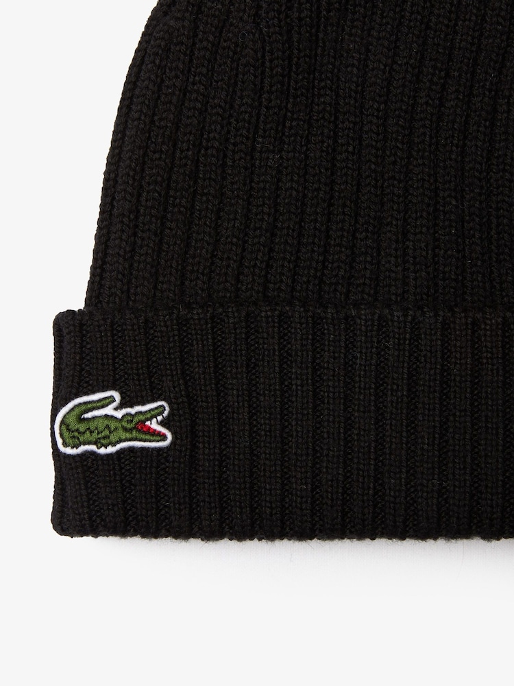 Lacoste Soft Wool Ribbed Beanie - Image 2 of 2