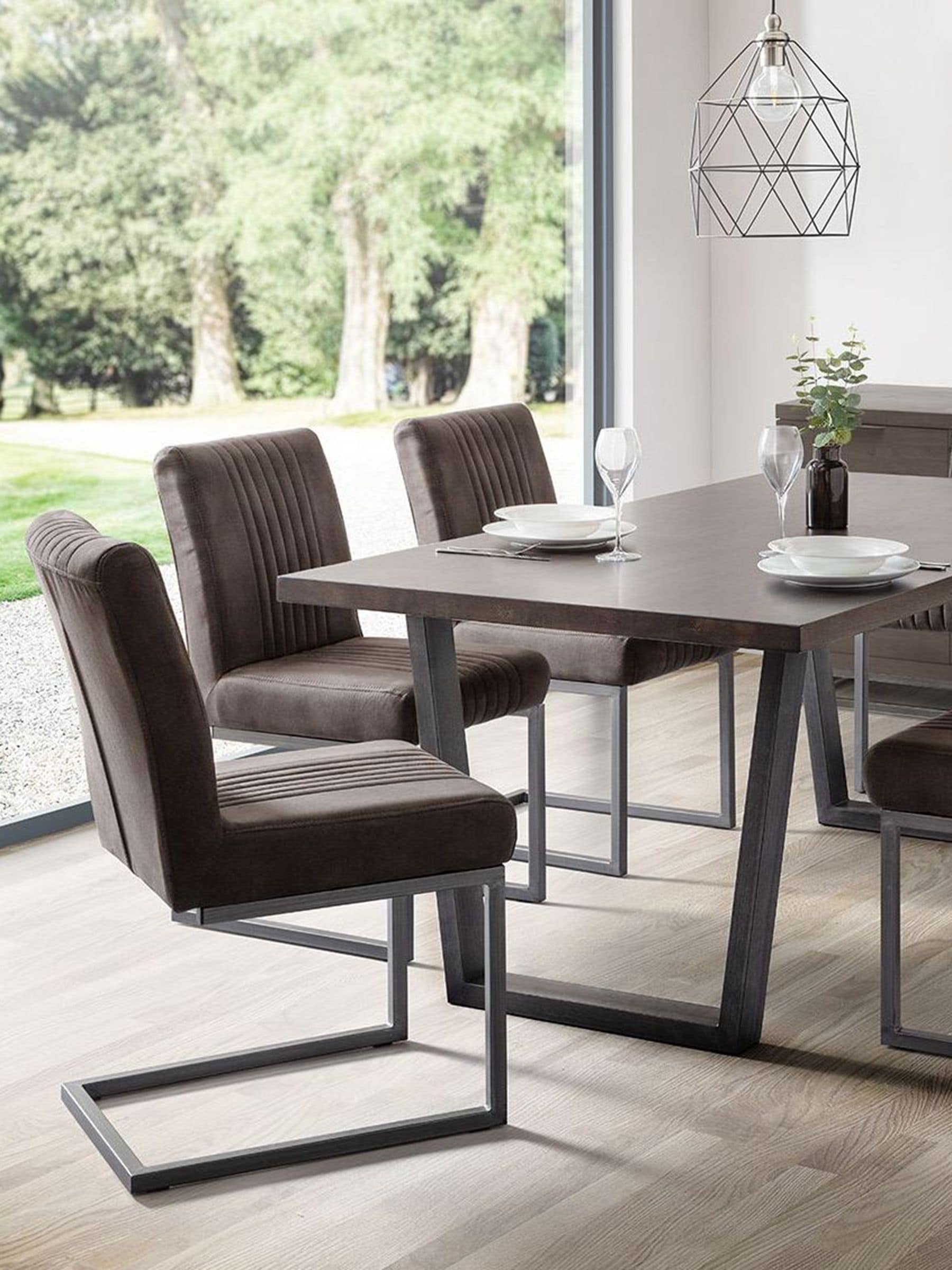 Julian Bowen Brooklyn Dining Chairs, Set of 2, Grey - H88.5 x W47 x D65cm | Industrial Style Upholstered Kitchen Chairs for Dining Room, Padded Kitchen Seat - Image 4