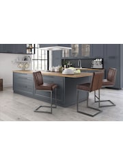 Julian Bowen Set of 2 Brown Brooklyn Brown Bar Stools - Image 1 of 4