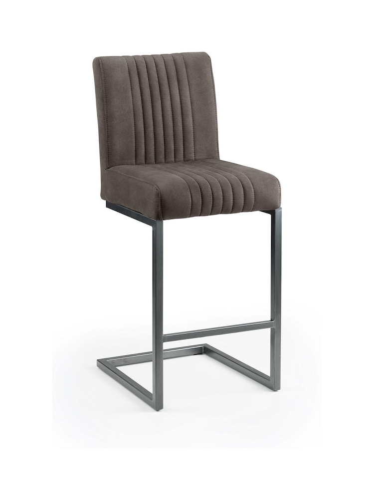 Julian Bowen Set of 2 Grey Brooklyn Brown Bar Stools - Image 2 of 2