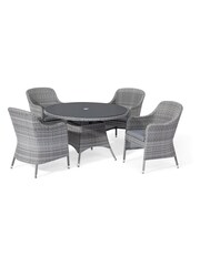 Maze Grey Outdoor Santorini 4 Seat Round Dining Set - Image 1 of 4