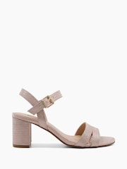Dune London Gold Chrome Standard Fit Merisa Block Heel Sandals - Image 2 of 5