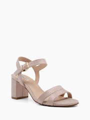 Dune London Gold Chrome Standard Fit Merisa Block Heel Sandals - Image 3 of 5