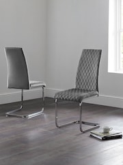 Julian Bowen Set of 4 Grey Calabria Velvet Cantilever Chairs - Image 1 of 4