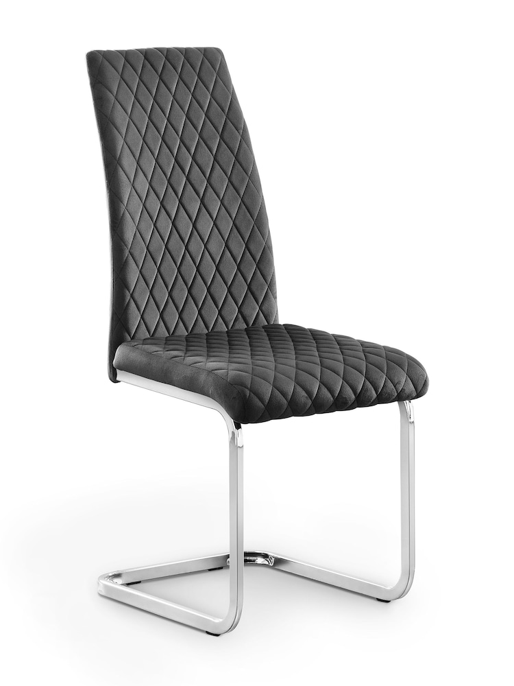 Julian Bowen Set of 4 Grey Calabria Velvet Cantilever Chairs - Image 2 of 4