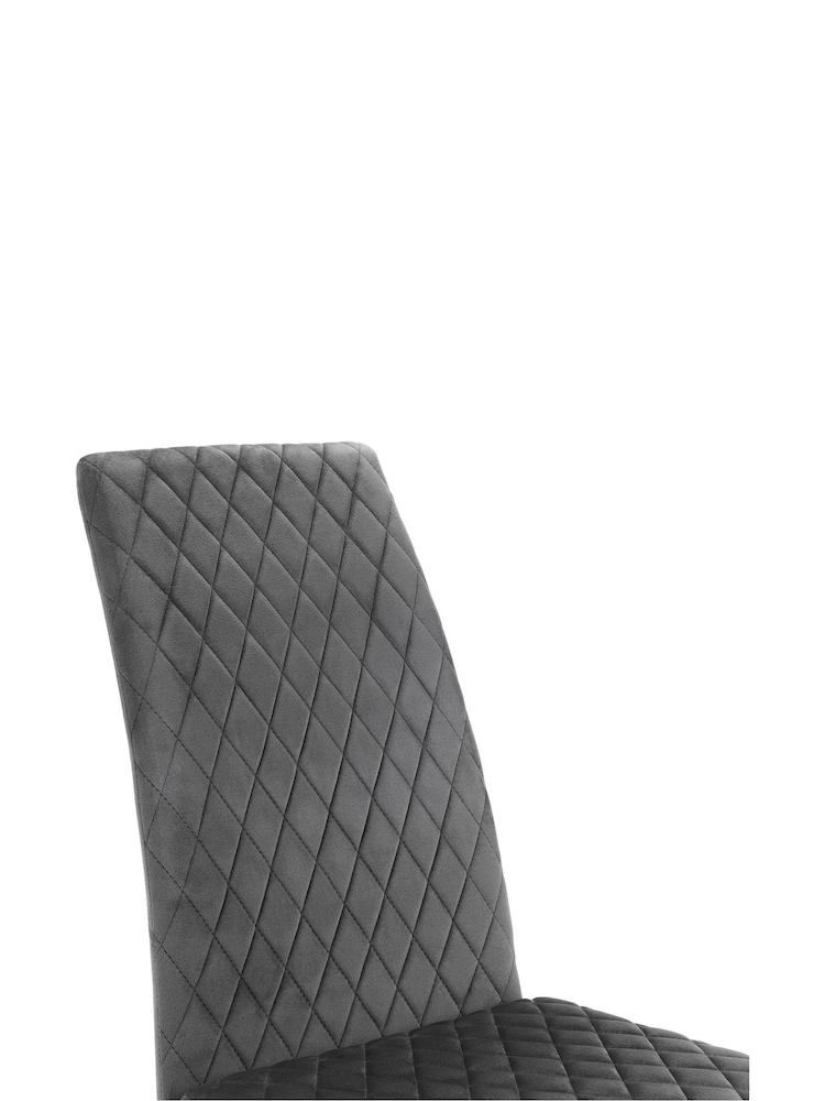Julian Bowen Set of 4 Grey Calabria Velvet Cantilever Chairs - Image 4 of 4