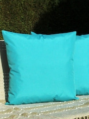 furn. Blue Plain Twin Pack Water UV Resistant Outdoor Cushions - Image 1 of 4