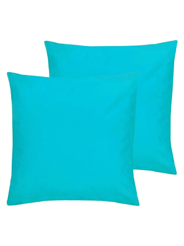 furn. Blue Plain Twin Pack Water UV Resistant Outdoor Cushions - Image 2 of 4