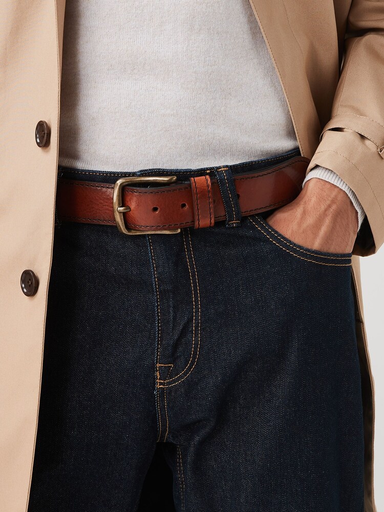 Tan Brown Stitch Detail Belt - Image 1 of 3