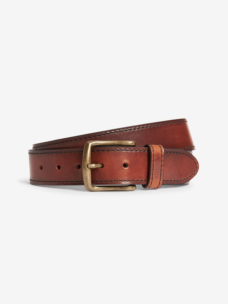 Tan Brown Stitch Detail Belt - Image 2 of 3