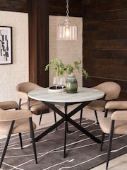 Grey Bronx Oak Effect Round 4 to 6 Seater Extending Dining Table - Image 1 of 11
