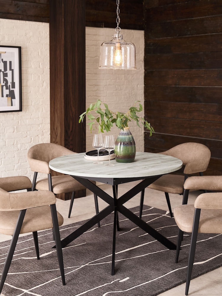 Grey Bronx Oak Effect Round 4 to 6 Seater Extending Dining Table - Image 1 of 11