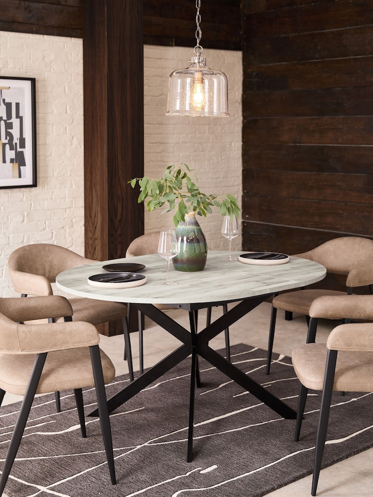 Grey Bronx Oak Effect Round 4 to 6 Seater Extending Dining Table - Image 2 of 11
