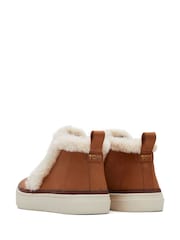 TOMS Bryce Brown Mid-Cut Slip On Leather Faux Fur Wedge Boots - Image 3 of 5