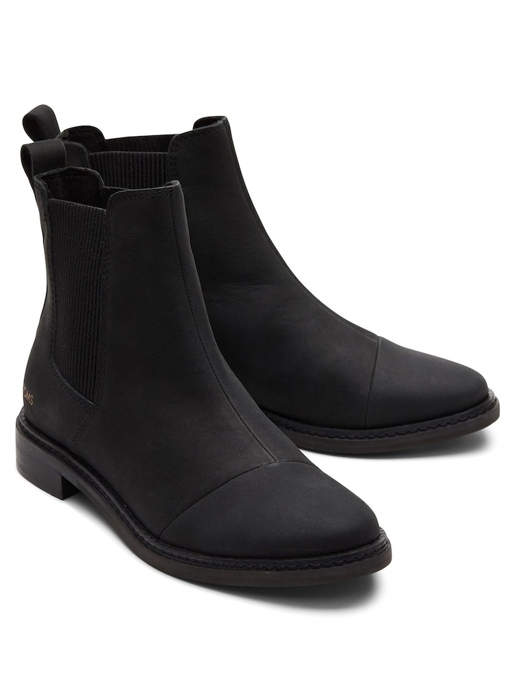 TOMS Charlie Black Leather Chelsea Boots - Image 1 of 11 TOMS Charlie Black Leather Chelsea Boots - Image 1 of 11