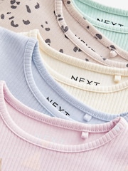 Pastellfarben mit Blümchenmuster - Gerippte Langarmshirts, 5er-Pack (3 Monate–7 Jahre) - Bild 2 von 2
