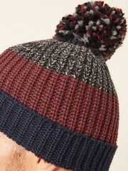 Navy Blue/Purple Colour Block Bobble Hat - Image 2 of 4