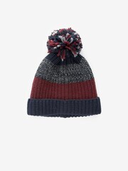 Navy Blue/Purple Colour Block Bobble Hat - Image 3 of 4