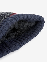 Navy Blue/Purple Colour Block Bobble Hat - Image 4 of 4