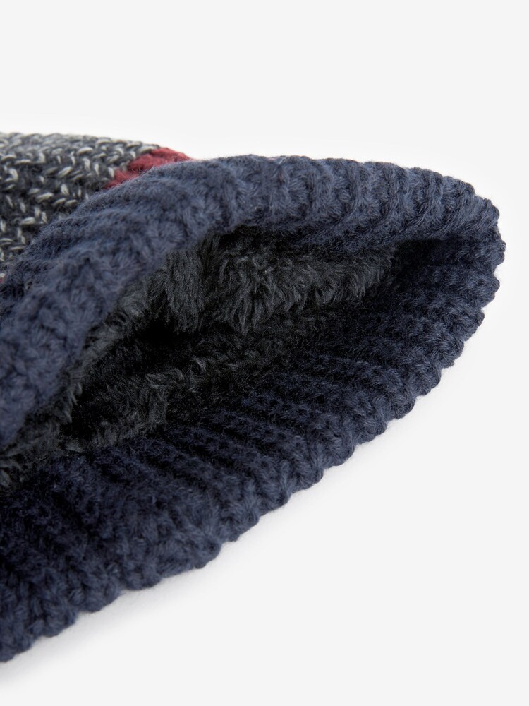 Navy Blue/Purple Colour Block Bobble Hat - Image 4 of 4