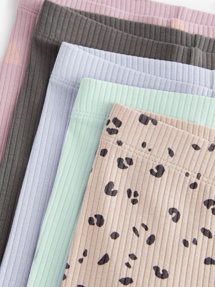 Pastel Ditsy Rib Jersey Leggings 5 Pack (3mths-7yrs) - Image 7 of 7
