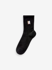 Cat Faces Embroidered Motif Ankle Socks 4 Pack - Image 3 of 5