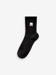Cat Faces Embroidered Motif Ankle Socks 4 Pack - Image 5 of 5