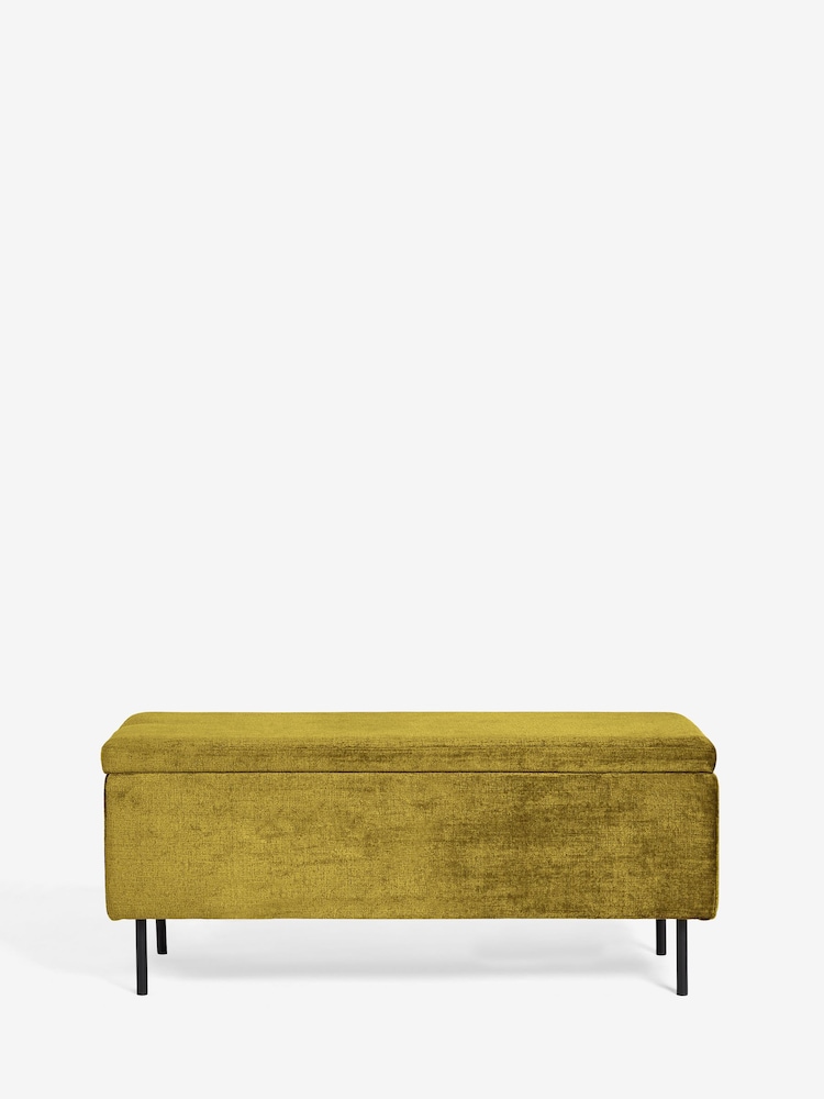 Rockett St George Luxe Needlecord Velvet Vintage Green Loren Storage Ottoman Bench - Image 2 of 6