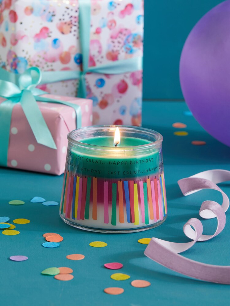 Multi White Jasmine Scented Happy Birthday Candle - Image 1 of 5