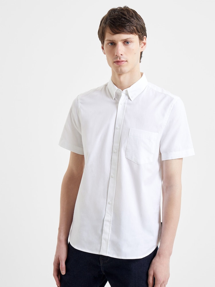 French Connection White Oxford 100% Cotton Short Sleeve Shirt - Image 1 of 4