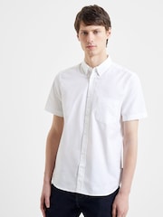 Alb - French Connection Oxford 100% Cotton Mânecă scurtă Cămăși - Imaginea 5 din 7