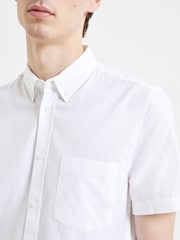 Alb - French Connection Oxford 100% Cotton Mânecă scurtă Cămăși - Imaginea 6 din 7