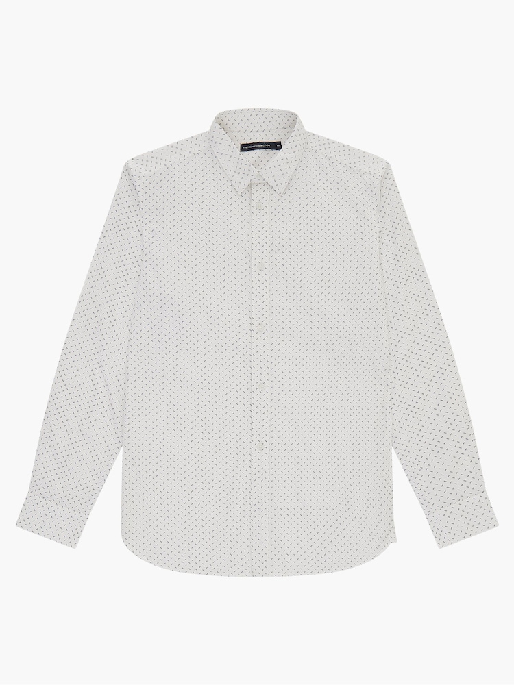 French Connection Blue Design 100% Cotton Long Sleeve Shirt - Image 5 of 5