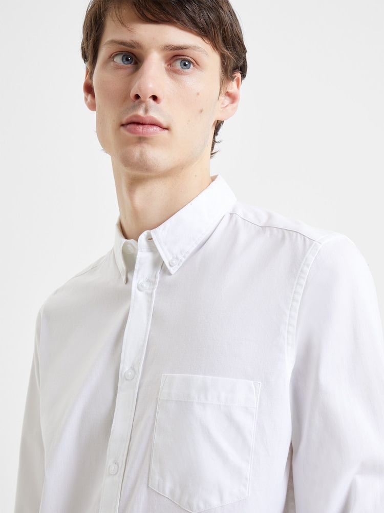 French Connection White Oxford 100% Cotton Long Sleeve Shirt - Image 4 of 4