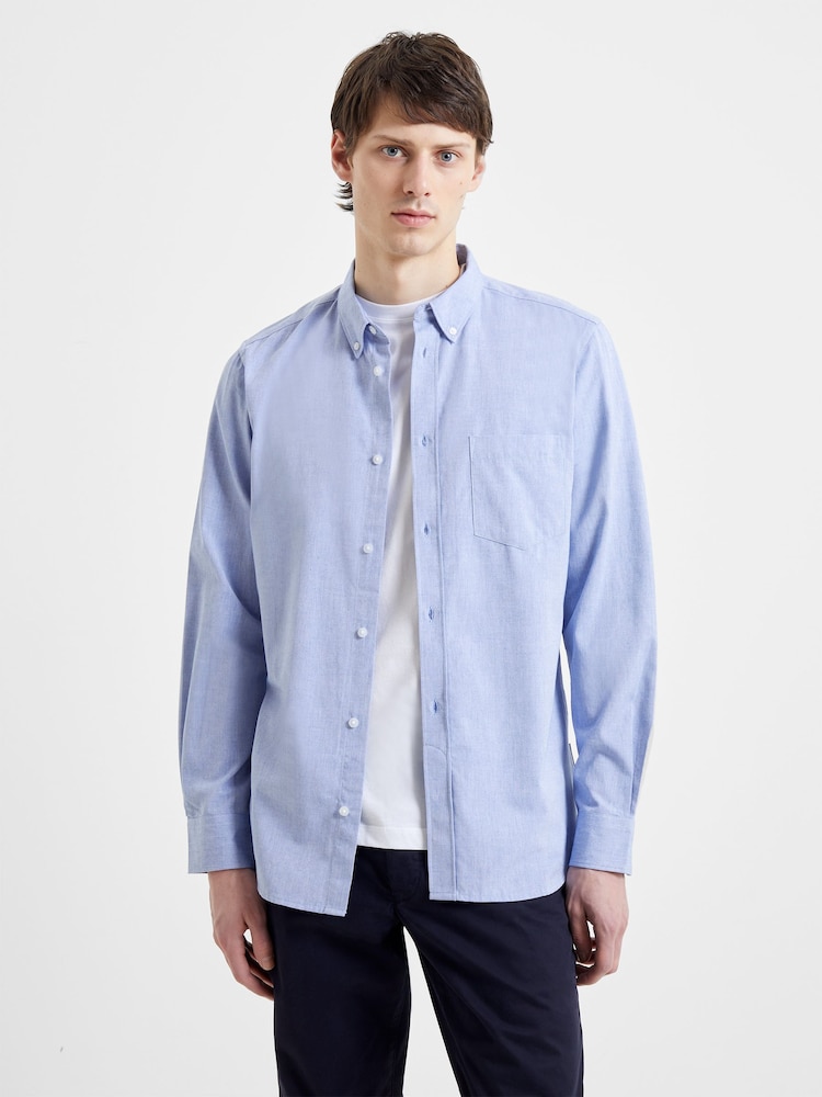 French Connection Sky Blue Oxford 100% Cotton Long Sleeve Shirt - Image 6 of 7