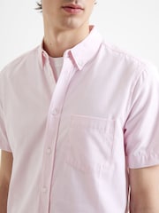 French Connection Pink Oxford 100% Cotton Short Sleeve Shirt - Image 3 of 4