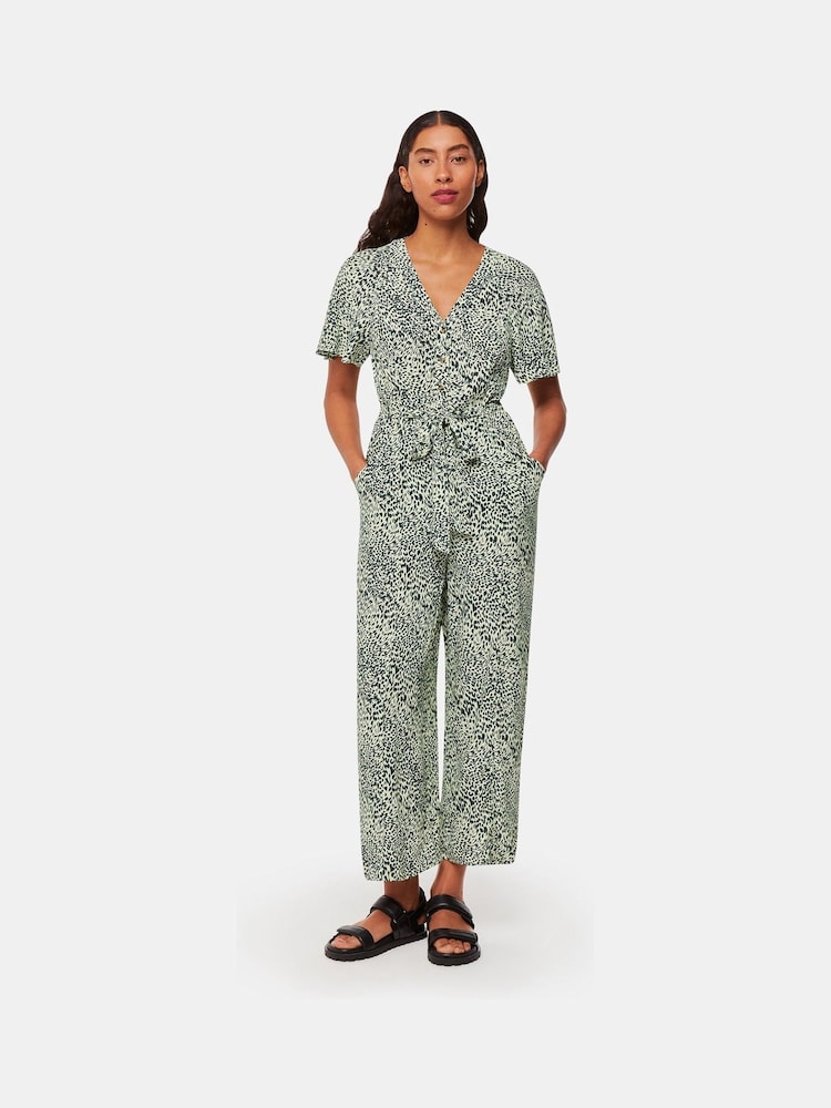 Whistles Yellow Diagonal Leopard Print Jumpsuit - Image 1 of 4