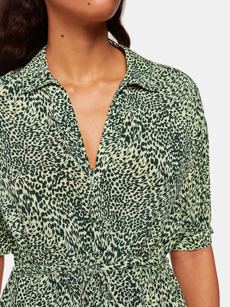 Whistles Yellow Diagonal Leopard Print Dress - Image 4 of 4