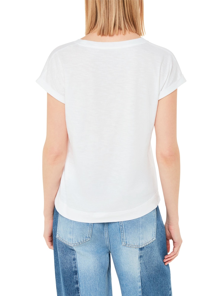 Whistles White Scoop Neck Wilma 100% Cotton T-Shirt - Image 2 of 4